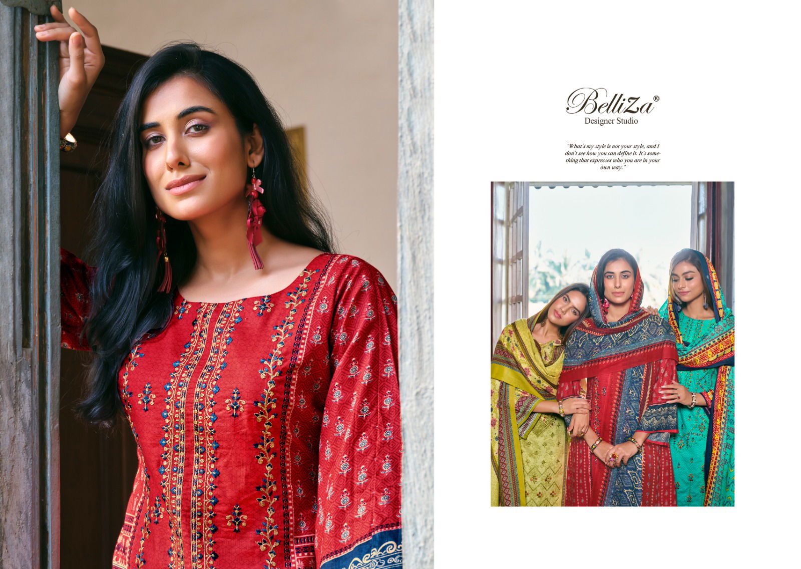 Binsaeed By Belliza Pure Cotton Dress Material Catalog